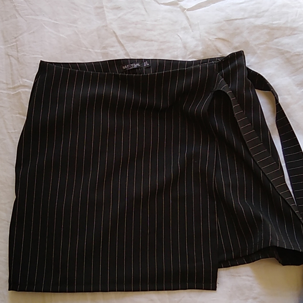 Nasty Gal Pinstripe Wrap Skirt
